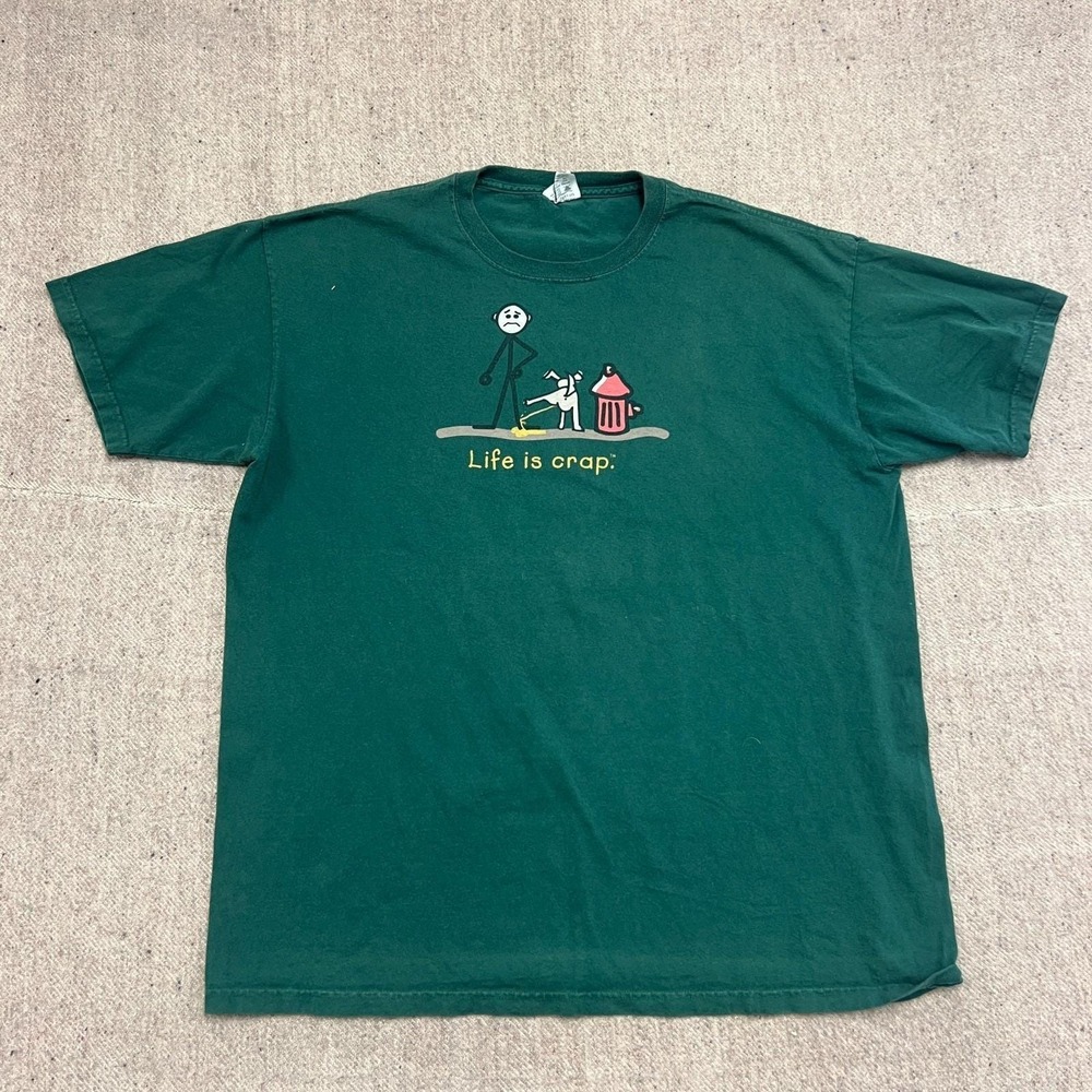 Vintage Life Is Crap Shirt Mens XL Green 1990s